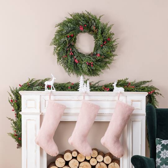 Glitzhome® 24" Pink Plush Christmas Stocking